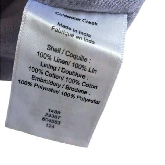 NWT Coldwater Creek Jacket Blazer‎ Women's XL Blue Linen Floral Embroidered Work - Picture 10 of 12